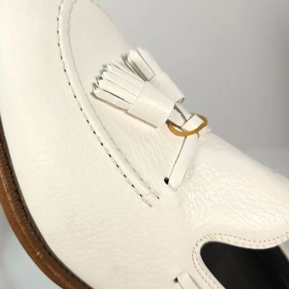 FootJoy Classics Dress Shoes 73486 White Tassel Loafers Men's 8.5 D USA 73486